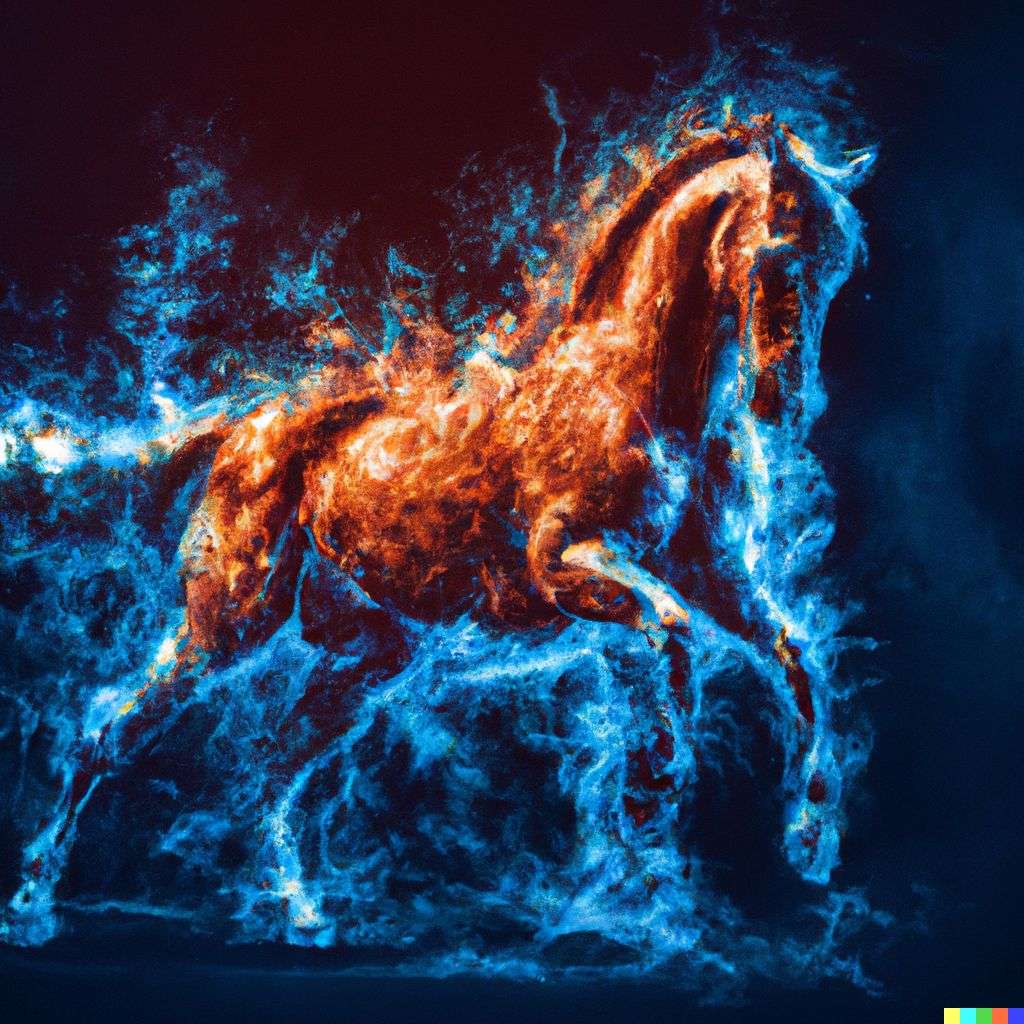 a horse, digital art, 2.5D style